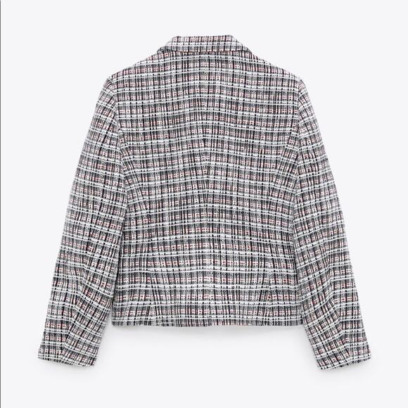 Zara double breasted textured weave jacket blazer - Picture 7 of 15
